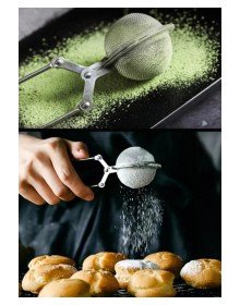 Pratik Paslanmaz Çelik Un Kakao Pudra Şekeri Eleği -Maşalı Bitki Çayı Demleme Süzgeci