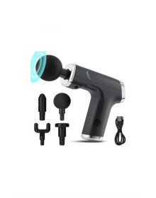 Profesyonel Masaj Tabancası Sporcu Masaj Aleti 4 Başlıklı Şarjlı Titreşimli