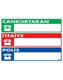 Acil Durum Telefon Levhası 25x35 KOD:430