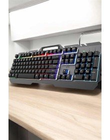 Q Klavye RGB Işıklı Klavye Ve Mouse Seti Kablolu Mouse Hediyeliş