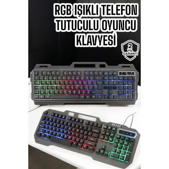 Q Klavye RGB Işıklı Klavye Ve Mouse Seti Kablolu Mouse Hediyeliş