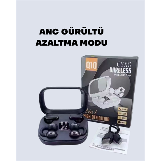 Q10 Dokunmatik Bluetooth Kulaklık – 6 Saat Müzik, Çift Dil, Hızlı Şarj