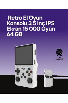 R36S 64 GB Retro Oyun Konsolu – Çoklu Emülatör Desteği, Linux Tabanlı Açık Sistem