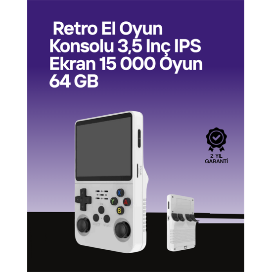 R36S 64 GB Retro Oyun Konsolu – Çoklu Emülatör Desteği, Linux Tabanlı Açık Sistem