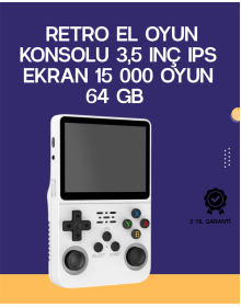 R36S Retro El Konsolu 64 GB – 15.000 Oyun, Geniş Platform Desteği, 3.5” IPS Ekran
