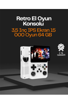 R36S Taşınabilir Retro Oyun Konsolu – 15.000 Oyun, 64 GB Depolama, IPS Ekran
