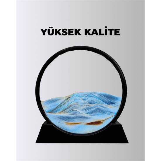 Rahatlatıcı Kum Sanatı – Yuvarlak Cam Çerçeveli Hareketli Kum Resmi, Ofis ve Ev İçin Etkileşimli Masaüstü Süs