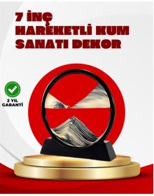 Rahatlatıcı Kum Sanatı – Yuvarlak Cam Çerçeveli Hareketli Kum Resmi, Ofis ve Ev İçin Etkileşimli Masaüstü Süs