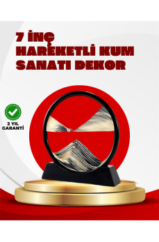 Rahatlatıcı Kum Sanatı – Yuvarlak Cam Çerçeveli Hareketli Kum Resmi, Ofis ve Ev İçin Etkileşimli Masaüstü Süs