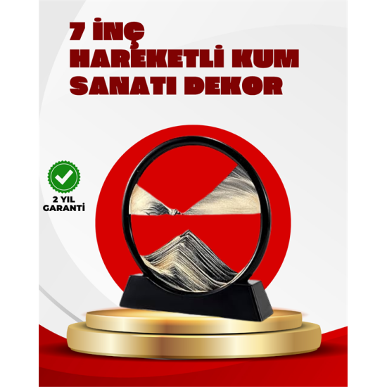 Rahatlatıcı Kum Sanatı – Yuvarlak Cam Çerçeveli Hareketli Kum Resmi, Ofis ve Ev İçin Etkileşimli Masaüstü Süs