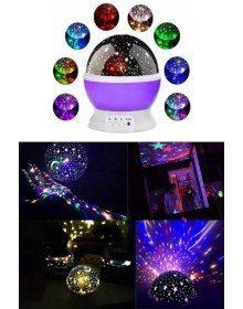 Renkli Yıldızlı Gökyüzü Projeksiyon Gece Lambası Pilli ve USB Kablolu