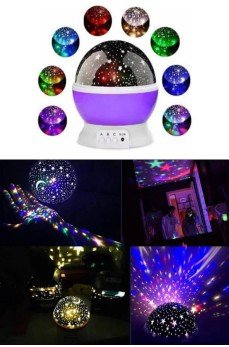 Renkli Yıldızlı Gökyüzü Projeksiyon Gece Lambası Pilli ve USB Kablolu