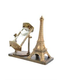 Retro Eyfel Kulesi Ve Kum Saati Dekoratif Ahşap Görünümlü Masa Biblosu
