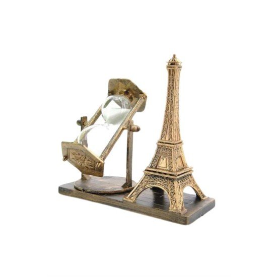 Retro Eyfel Kulesi Ve Kum Saati Dekoratif Ahşap Görünümlü Masa Biblosu Retro Eyfel Kulesi Ve Kum Saati Dekoratif Ahşap Görünümlü Masa Biblosu