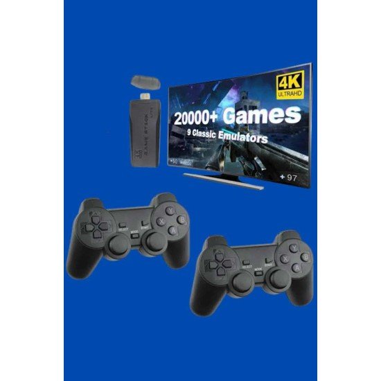 Retro Oyunlar 4k Game Stick 2.4g Kablosuz Çift Kol 3500 Oyun Atari