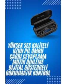 Rgb Işıklı Çift Mikrofonlu Siyah Profesyonel  Kulaklığı Kablosuz Kulakiçi