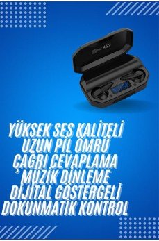 Rgb Işıklı Çift Mikrofonlu Siyah Profesyonel  Kulaklığı Kablosuz Kulakiçi
