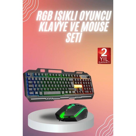 RGB Işıklı   Klavye Q Klavye Mouse Hediyeli