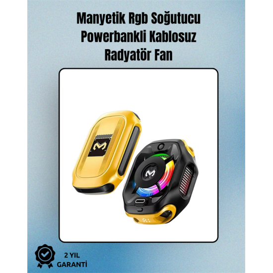 RGB Işıklı Girdap Fanlı Mobil Soğutucu | Manyetik Montaj | Type-C Girişli