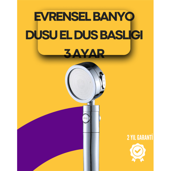 Sağlam Metal Hortum Bağlantılı, 360° Hareketli Duş Başlığı