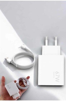 Şarj Aleti 67W Hızlı Şarj Turbo Type-C Uyumlu Şarj Adaptörü Kablosu