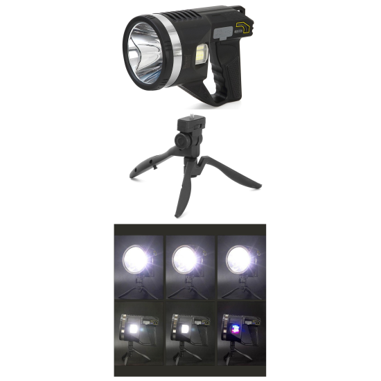 Şarjlı Dev Boy El Feneri Tripod Ayaklı Parlak LED El Lambası Kamp, Av ve Güvenlik İçin İdeal