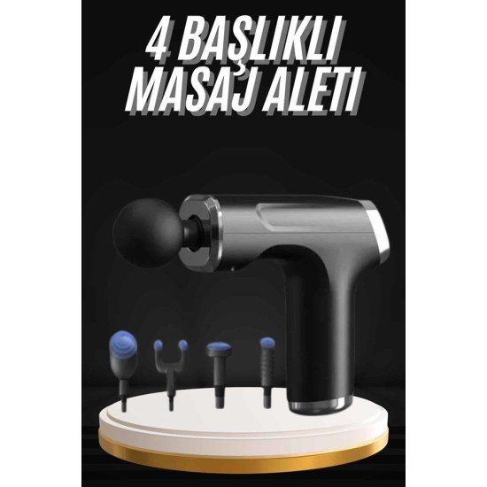 Şarjlı Masaj Tabancası 4 Başlıklı Mini Masaj Tabancası ve Masaj Aleti Şarjlı Masaj Tabancası 4 Başlıklı Mini Masaj Tabancası ve Masaj Aleti
