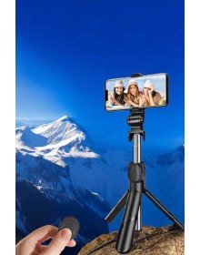 Selfie Çubuğu Tripod Kumandalı Telefon Tutucu Siyah