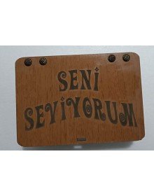 Seni Seviyorum Ahşap Hediye Kutusu Sevgiliye Hediye