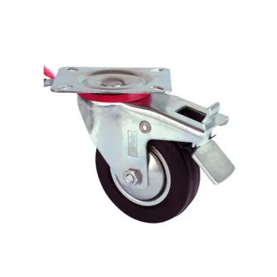 Servis Tekeri - Tablalı Frenli Siyah Döner - Çap 100 mm Servis Tekeri - Tablalı Frenli Siyah Döner - Çap 100 mm