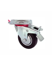 Servis Tekeri - Tablalı Frenli Siyah Döner - Çap 125 mm