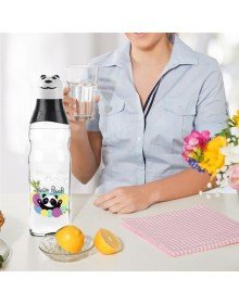 Sevimli Panda Tasarımlı Cam Suluk  Sızdırmaz 1000 ML