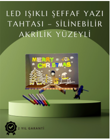 Şık ve Modern LED Pano – Neon Işıklı Silinebilir Akrilik Yazı Tahtası, 7 Renkli Kalem Dahil