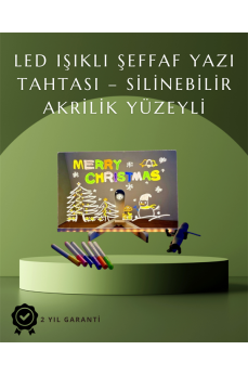 Şık ve Modern LED Pano – Neon Işıklı Silinebilir Akrilik Yazı Tahtası, 7 Renkli Kalem Dahil