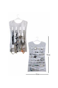 Siyah Çizgili Elbise Şeklinde Çift Taraflı Takı Organizeri Siyah Çizgili Elbise Şeklinde Çift Taraflı Takı Organizeri