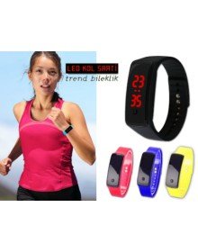 Siyah Ekranlı Led Kol Saati (Kırmızı)