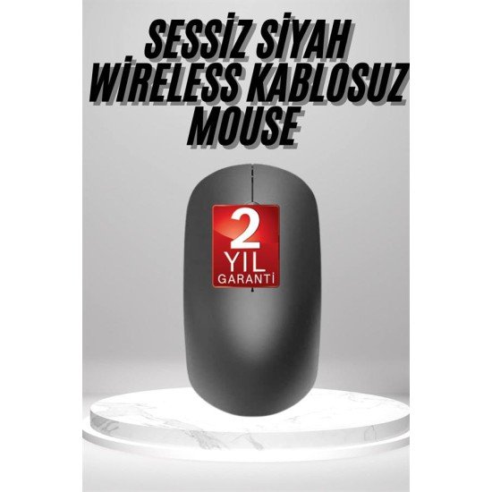 Siyah Kablosuz Mouse Wireless Mouse Minimal Tasarım