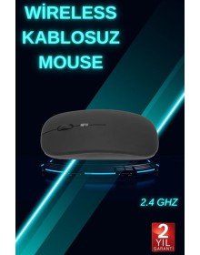Siyah Wireless Kablosuz Sessiz Mouse Bluetooth Bağlantılı