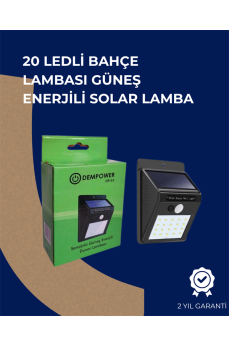 Solar Enerjili 20 LED Duvar Lambası | Hareket Sensörlü, Su Geçirmez, Kablo Gerektirmez