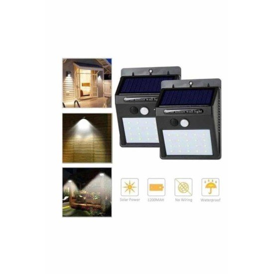 Solar Sensörlü Duvar Lambası Bahçe Lamba 20 Led Işık Solar Sensörlü Duvar Lambası Bahçe Lamba 20 Led Işık