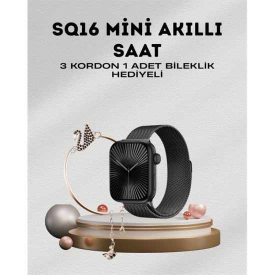 SQ-16 Mini Series 10 – Dokunmatik Akıllı Saat | Kalp Ritmi, SpO2, Uyku Takibi