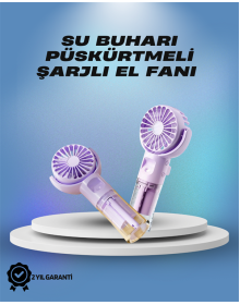 Su Sisi Püskürtmeli Taşınabilir El Fanı – Çocuk ve Öğrencilere Uygun, Kamp ve Seyahat İçin