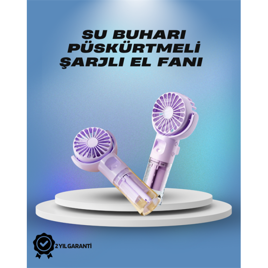 Su Sisi Püskürtmeli Taşınabilir El Fanı – Çocuk ve Öğrencilere Uygun, Kamp ve Seyahat İçin