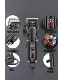 Suya Dayanıklı Tıraş Makinesi Keskin Bıçaklı Dijital Göstergeli Şarjlı