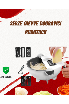 Süzgeçli Çok Fonksiyonlu Döner Rende ve Doğrayıcı