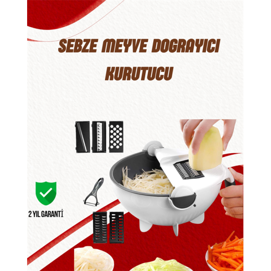 Süzgeçli Çok Fonksiyonlu Döner Rende ve Doğrayıcı Süzgeçli Çok Fonksiyonlu Döner Rende ve Doğrayıcı