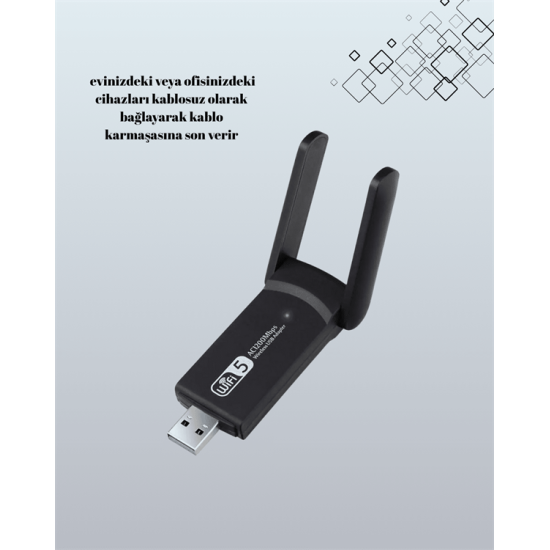 Tak-Çalıştır Özellikli Çift Bant WiFi Adaptör – 1200 Mbps