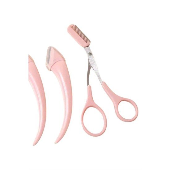 Taraklı Kaş Bıyık Makası Ve Kaş Ustura Seti Kaş Bıyık Tüy Alma Epilasyon Aleti 2'li Set