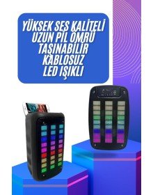 Taşınabilir 6.5 inç LED Bluetooth Kareoke Hoparlör RGB Işıklı Radyolu