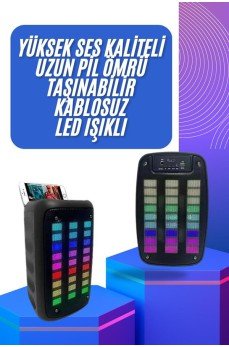 Taşınabilir 6.5 inç LED Bluetooth Kareoke Hoparlör RGB Işıklı Radyolu